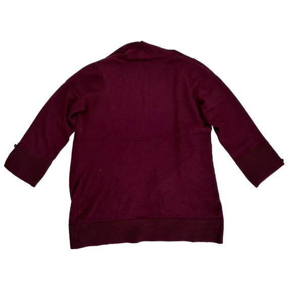 Evolution Open Front 3/4 Sleeve Super Soft Burgandy Cardigan Sweater NWT Size S - Picture 6 of 8